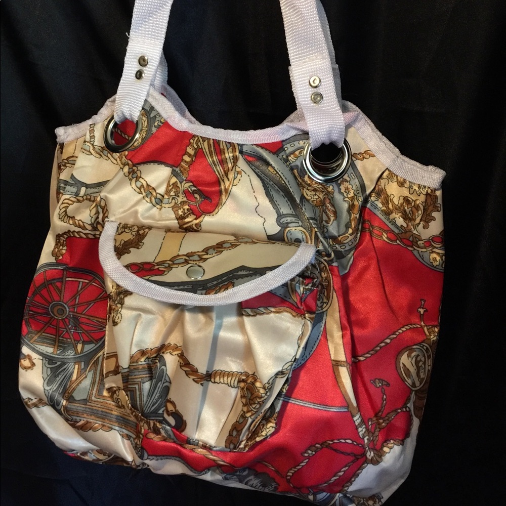 New! Luxury Print Large Satin Nylon Fabric Tote